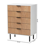 Load image into Gallery viewer, Baxton Studio Karima Mid-Century Modern Two-Tone White And Natural Brown Finished Wood And Black Metal 5-Drawer Storage Cabinet
