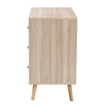 Load image into Gallery viewer, Baxton Studio Beau Mid-Century Modern Transitional Two-Tone White And Oak Brown Finished Wood 3-Drawer Storage Cabinet
