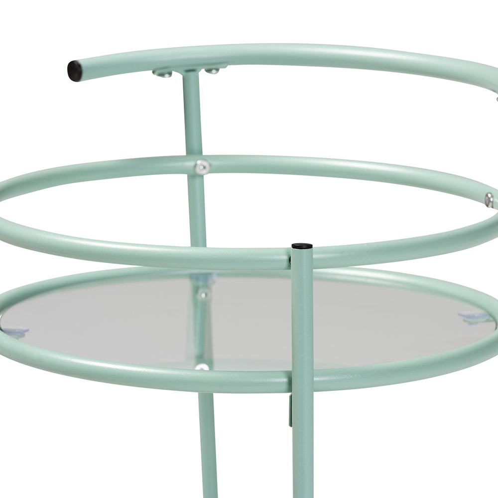 Baxton Studio Newell Mid-Century Modern Mint Green Finished Metal 2-Tier Kitchen Cart