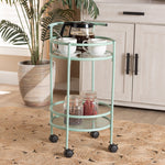 Load image into Gallery viewer, Baxton Studio Newell Mid-Century Modern Mint Green Finished Metal 2-Tier Kitchen Cart
