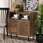 Load image into Gallery viewer, Baxton Studio Baylah Mid-Century Modern Natural Brown Finished Wood And Black Metal 2-Door Sideboard
