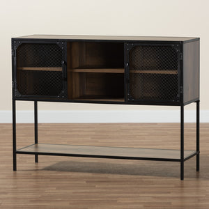 Baxton Studio Cardea Modern Industrial Walnut Brown Finished Wood And Black Metal 2-Door Sideboard