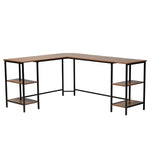 Load image into Gallery viewer, Baxton Studio Lydia Modern Walnut Brown Finished Wood And Black Metal L-Shaped Corner Desk With Shelves
