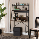 Load image into Gallery viewer, Baxton Studio Palmira Modern Industrial Walnut Brown Finished Wood And Black Metal Desk With Shelves
