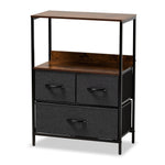 Load image into Gallery viewer, Baxton Studio Hakan Modern Industrial Grey Fabric Upholstered And Walnut Brown Finished Wood 3-Drawer Storage Cabinet
