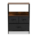 Load image into Gallery viewer, Baxton Studio Hakan Modern Industrial Grey Fabric Upholstered And Walnut Brown Finished Wood 3-Drawer Storage Cabinet
