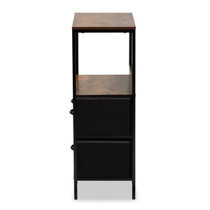 Baxton Studio Hakan Modern Industrial Grey Fabric Upholstered And Walnut Brown Finished Wood 3-Drawer Storage Cabinet