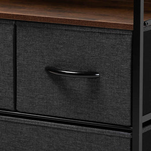 Baxton Studio Hakan Modern Industrial Grey Fabric Upholstered And Walnut Brown Finished Wood 3-Drawer Storage Cabinet