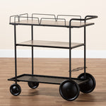 Load image into Gallery viewer, Baxton Studio Huntley Modern Industrial Walnut Brown Finished Wood And Black Metal Mobile Wine Cart
