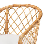 Load image into Gallery viewer, Baxton Studio Orchard Modern Bohemian White Fabric Upholstered And Natural Brown Rattan Dining Chair
