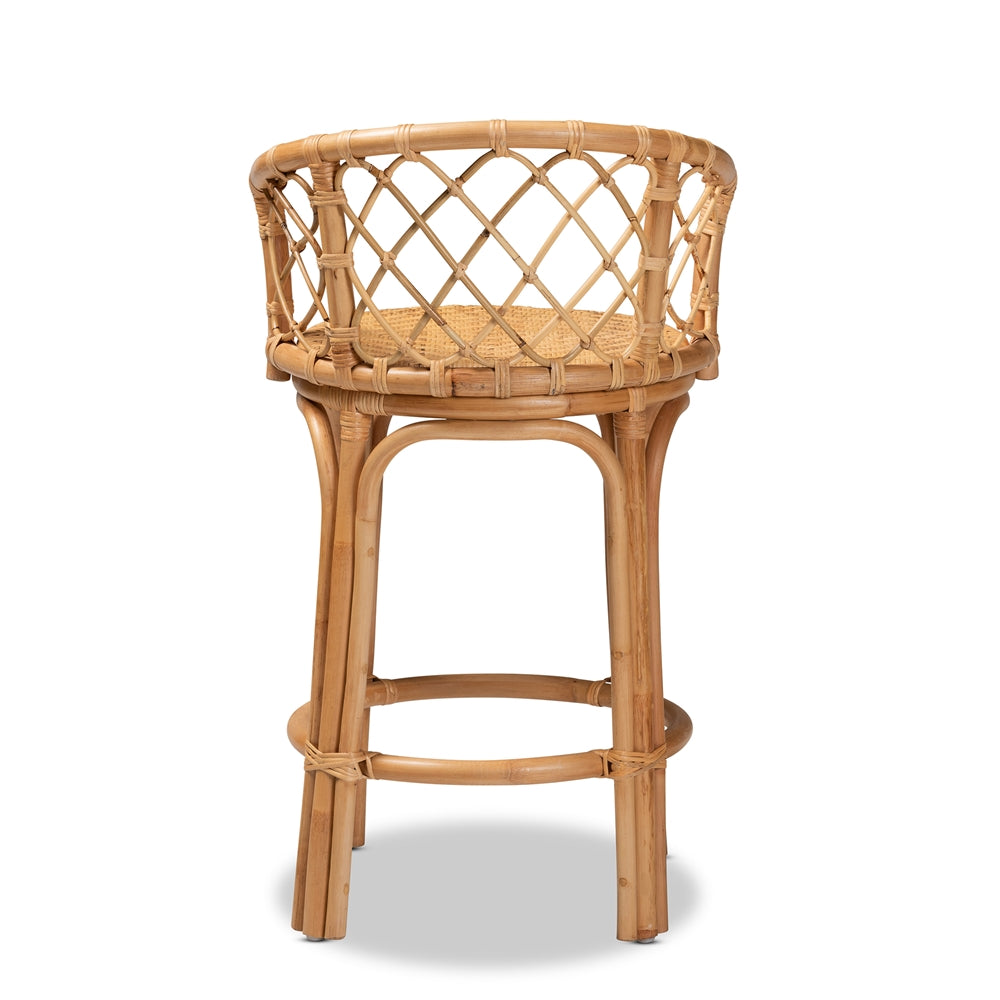 Baxton Studio Orchard Modern Bohemian Natural Brown Rattan Counter Stool