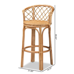 Baxton Studio Orchard Modern Bohemian Natural Brown Rattan Bar Stool