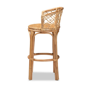 Baxton Studio Orchard Modern Bohemian Natural Brown Rattan Bar Stool