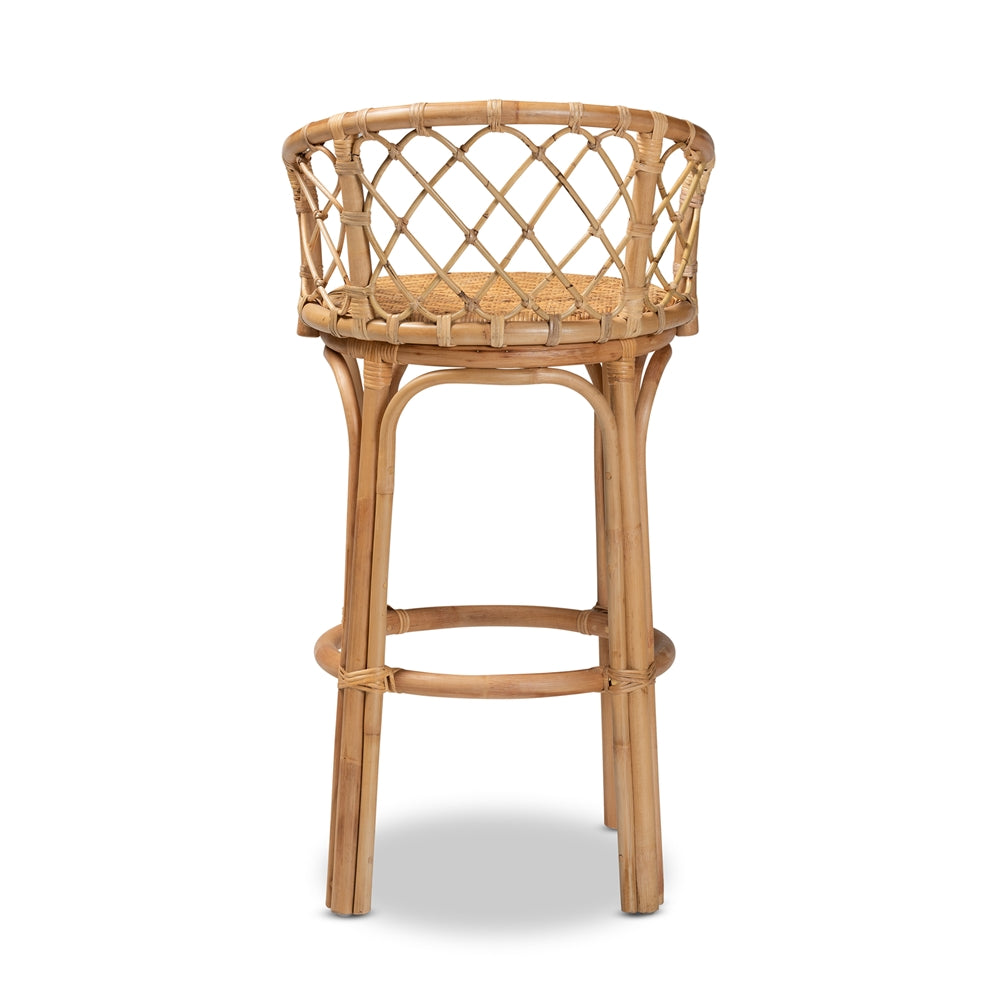 Baxton Studio Orchard Modern Bohemian Natural Brown Rattan Bar Stool