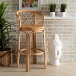 Load image into Gallery viewer, Baxton Studio Orchard Modern Bohemian Natural Brown Rattan Bar Stool
