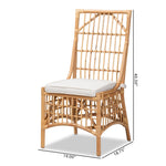 Load image into Gallery viewer, Baxton Studio Rose Modern Bohemian White Fabric Upholstered And Natural Brown Rattan Dining Chair
