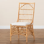 Load image into Gallery viewer, Baxton Studio Rose Modern Bohemian White Fabric Upholstered And Natural Brown Rattan Dining Chair
