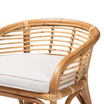 Load image into Gallery viewer, Baxton Studio Maverick Modern Bohemian White Fabric Upholstered And Natural Brown Rattan Counter Stool
