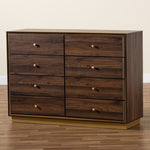 Load image into Gallery viewer, Baxton Studio Cormac Modern And Contemporary Walnut Brown Finished Wood And Gold Metal 8-Drawer Dresser
