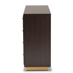 Baxton Studio Cormac Modern And Contemporary Espresso Brown Finished Wood And Gold Metal 8-Drawer Dresser