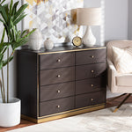 Load image into Gallery viewer, Baxton Studio Cormac Modern And Contemporary Espresso Brown Finished Wood And Gold Metal 8-Drawer Dresser
