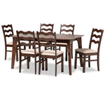 Load image into Gallery viewer, Baxton Studio Amara Mid-Century Modern Cream Fabric And Dark Brown Finished Wood 7-Piece Dining Set
