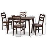 Load image into Gallery viewer, Baxton Studio Amara Mid-Century Modern Warm Grey Fabric And Dark Brown Finished Wood 5-Piece Dining Set
