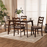 Load image into Gallery viewer, Baxton Studio Amara Mid-Century Modern Warm Grey Fabric And Dark Brown Finished Wood 5-Piece Dining Set
