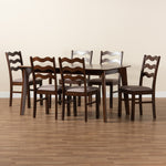 Load image into Gallery viewer, Baxton Studio Amara Mid-Century Modern Warm Grey Fabric And Dark Brown Finished Wood 7-Piece Dining Set
