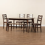 Load image into Gallery viewer, Baxton Studio Amara Mid-Century Modern Warm Grey Fabric And Dark Brown Finished Wood 6-Piece Dining Set
