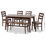 Load image into Gallery viewer, Baxton Studio Amara Mid-Century Modern Warm Grey Fabric And Dark Brown Finished Wood 6-Piece Dining Set
