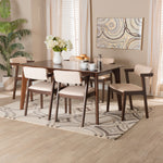 Load image into Gallery viewer, Baxton Studio Althea Mid-Century Modern Transitional Cream Fabric And Dark Brown Finished Wood 7-Piece Dining Set
