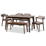 Load image into Gallery viewer, Baxton Studio Althea Mid-Century Modern Transitional Warm Grey Fabric And Dark Brown Finished Wood 6-Piece Dining Set
