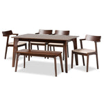 Load image into Gallery viewer, Baxton Studio Berenice Mid-Century Modern Transitional Cream Fabric And Dark Brown Finished Wood 6-Piece Dining Set
