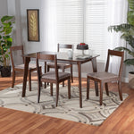 Load image into Gallery viewer, Baxton Studio Carola Mid-Century Modern Warm Grey Fabric And Dark Brown Finished Wood 5-Piece Dining Chair Set
