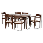 Load image into Gallery viewer, Baxton Studio Helene Mid-Century Modern Cream Fabric And Dark Brown Finished Wood 7-Piece Dining Set
