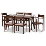 Load image into Gallery viewer, Baxton Studio Helene Mid-Century Modern Warm Grey Fabric And Dark Brown Finished Wood 7-Piece Dining Set
