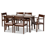 Load image into Gallery viewer, Baxton Studio Helene Mid-Century Modern Warm Grey Fabric And Dark Brown Finished Wood 7-Piece Dining Set
