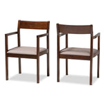 Load image into Gallery viewer, Baxton Studio Helene Mid-Century Modern Warm Grey Fabric And Dark Brown Finished Wood 2-Piece Dining Chair Set
