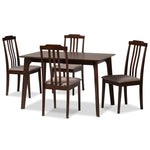 Load image into Gallery viewer, Baxton Studio Clarissa Mid-Century Modern Warm Grey Fabric And Dark Brown Finished Wood 5-Piece Dining Set
