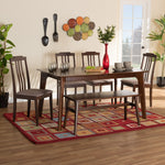 Load image into Gallery viewer, Baxton Studio Clarissa Mid-Century Modern Warm Grey Fabric And Dark Brown Finished Wood 6-Piece Dining Set
