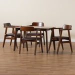 Load image into Gallery viewer, Baxton Studio Cleo Mid-Century Modern Espresso Fabric And Dark Brown Finished Wood 5-Piece Dining Set
