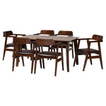 Load image into Gallery viewer, Baxton Studio Cleo Mid-Century Modern Espresso Fabric And Dark Brown Finished Wood 7-Piece Dining Set
