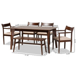 Load image into Gallery viewer, Baxton Studio Coretta Mid-Century Modern Cream Fabric And Dark Brown Finished Wood 6-Piece Dining Set
