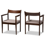 Load image into Gallery viewer, Baxton Studio Coretta Mid-Century Modern Warm Grey Fabric And Dark Brown Finished Wood 2-Piece Dining Chair Set
