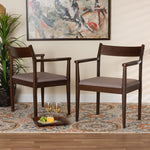 Load image into Gallery viewer, Baxton Studio Coretta Mid-Century Modern Warm Grey Fabric And Dark Brown Finished Wood 2-Piece Dining Chair Set
