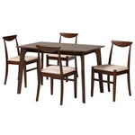 Load image into Gallery viewer, Baxton Studio Delphina Mid-Century Modern Cream Fabric And Dark Brown Finished Wood 5-Piece Dining Set
