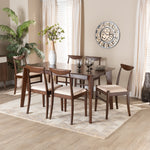 Load image into Gallery viewer, Baxton Studio Delphina Mid-Century Modern Cream Fabric And Dark Brown Finished Wood 7-Piece Dining Set
