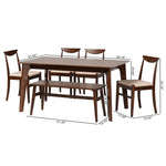 Load image into Gallery viewer, Baxton Studio Delphina Mid-Century Modern Cream Fabric And Dark Brown Finished Wood 6-Piece Dining Set
