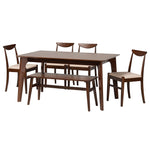 Load image into Gallery viewer, Baxton Studio Delphina Mid-Century Modern Cream Fabric And Dark Brown Finished Wood 6-Piece Dining Set
